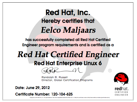 RHCE RHEL6 certificate