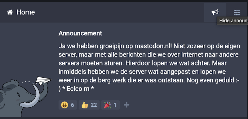 Mastodon.nl announcement yesterday