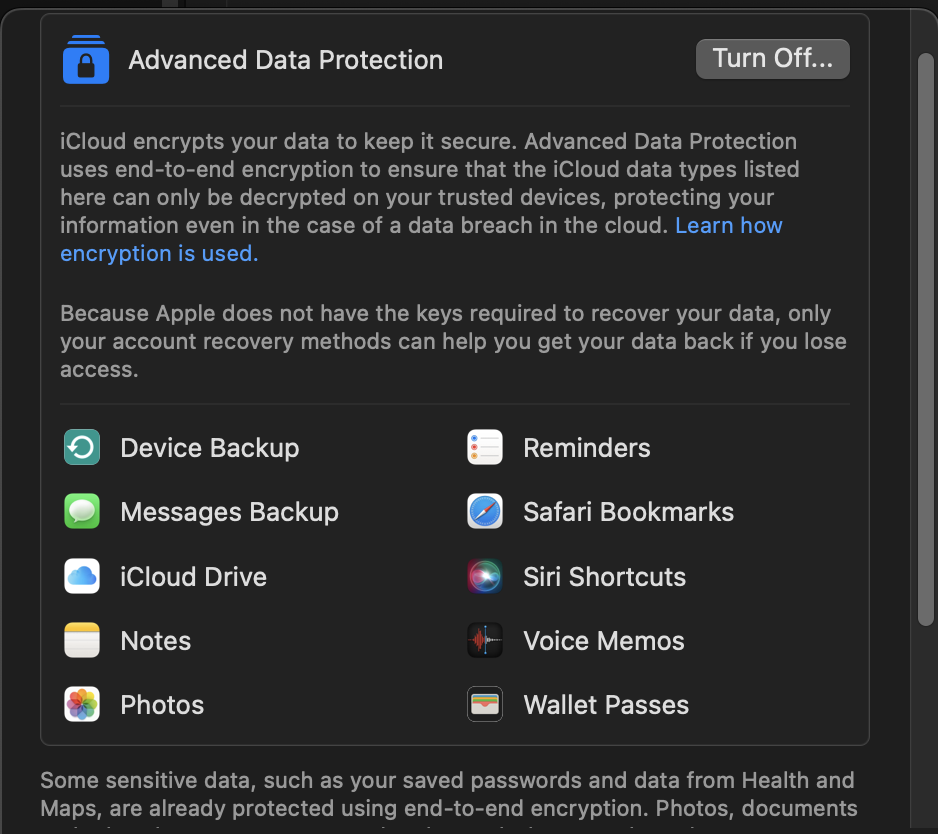 ADP protected data screenshot
