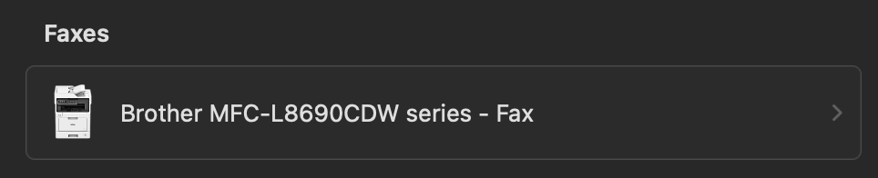 FAX configures in MacOS